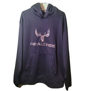 RealTree Black‎ Hoodie Pullover Size Large  Front Pocket